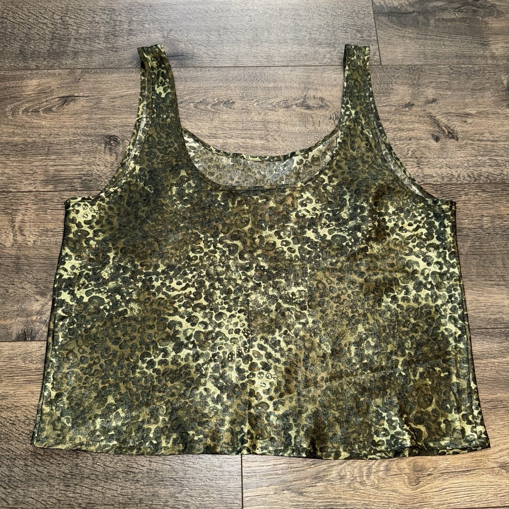 Victoria Secret Green Silky Satin Cropped Tank Top Boho Party Sz L